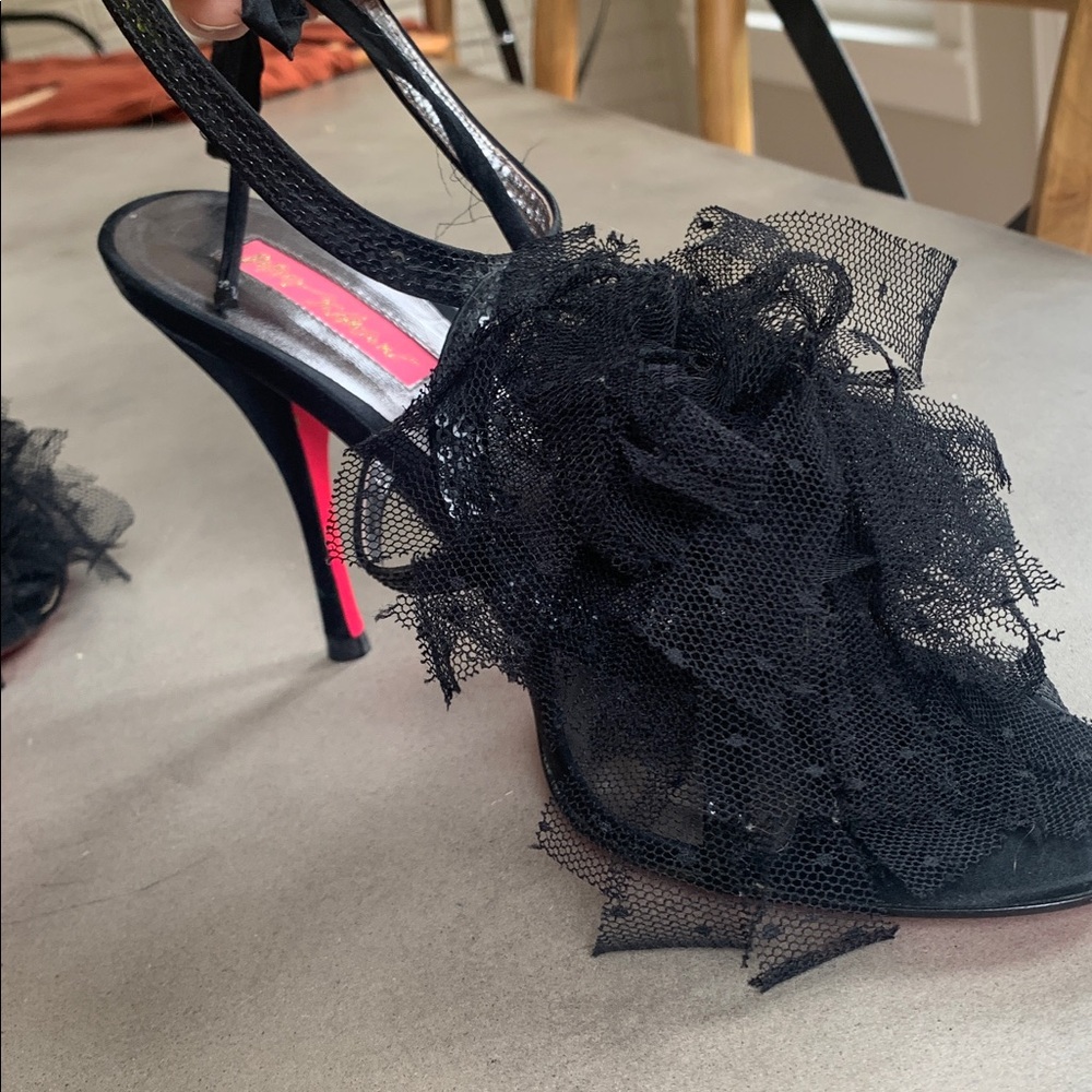 Vintage Betsey Johnson Black Ruffled Sandals